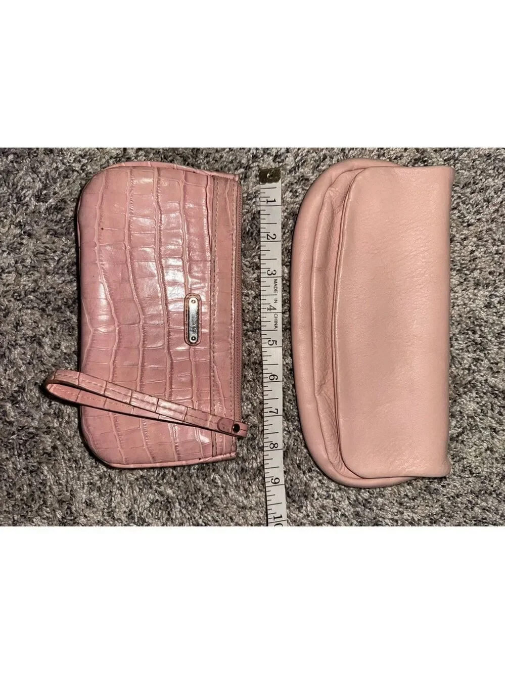 Pink Faux Leather Clutch & Croc Wristlet Set Y2K Coquette